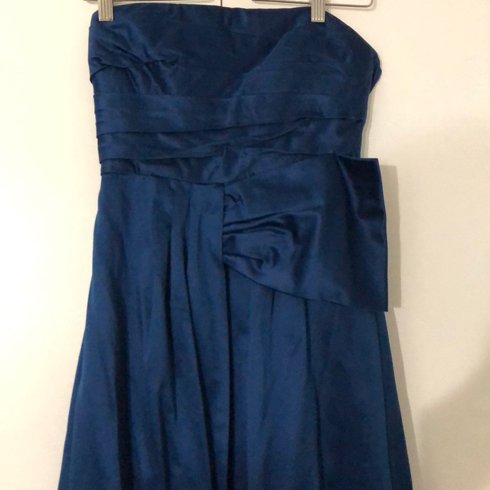 BCBG MaxAzria Long Emerald Blue Satin Dress